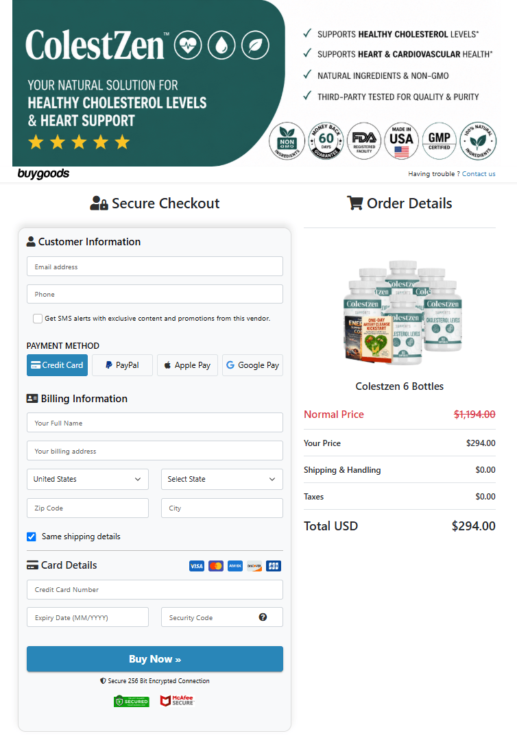 ColestZen order page